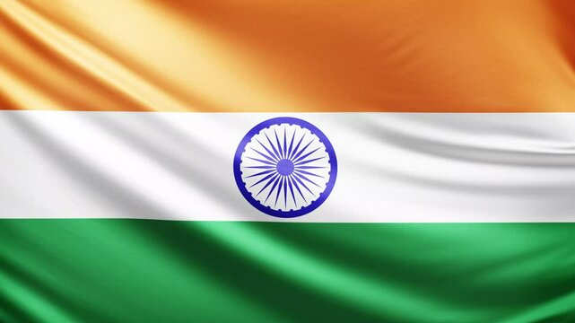 India flag video, close-up shot of symbol of indian  nation, asia, animated flag background video, 3D video of a flag, national symbol of the people, patriotism, full screen