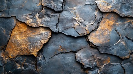 Fototapeta premium Textured rustic stone wall captivates with its weathered appearance and unique pattern