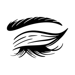 Fototapeta premium Elegant black silhouette of women's eye with long lashes, perfect for a beauty vector illustration, closed eye