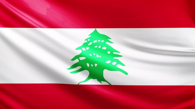 Liban flag video, close-up shot of symbol of lebanese nation, asia, animated flag background video, 3D video of a flag, national symbol of the people, patriotism, full screen