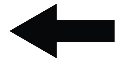 Long arrow. Black arrow pointing left. Vector icon of a thin long arrow. Black arrows vector illustration.