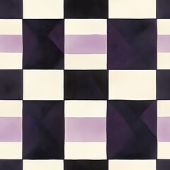 Bold Symmetrical Checkerboard Design in Purple and White Tones