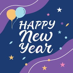 Happy New Year Typography, text, Greeting Card, Lettering, Banner, Poster Vector Art Illustration