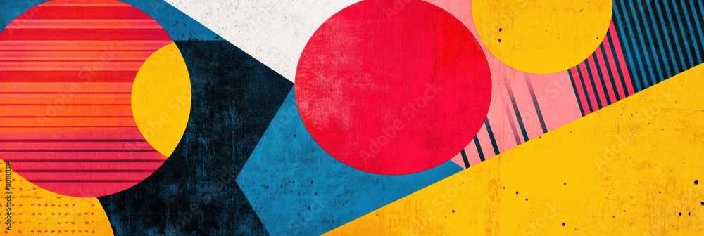Fototapete Colorful abstract retro risograph design with space for text and creative mock up elements. Generative AI
