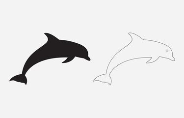 Dolphin Silhouette Vector Illustration Isolated on white background