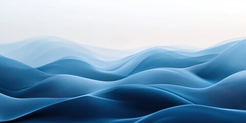 Fototapeta premium Gentle hills of blue mist rise and fall in a peaceful landscape, evoking a sense of calm. The colors blend softly, creating an ethereal atmosphere that invites serenity