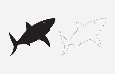 Shark Silhouette Vector Illustration Isolated on white background