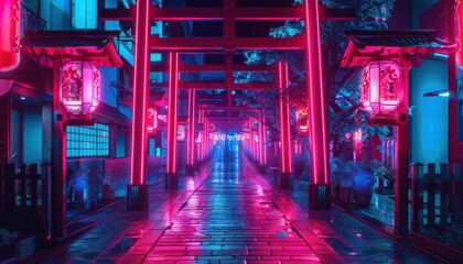 kyoto neon light background