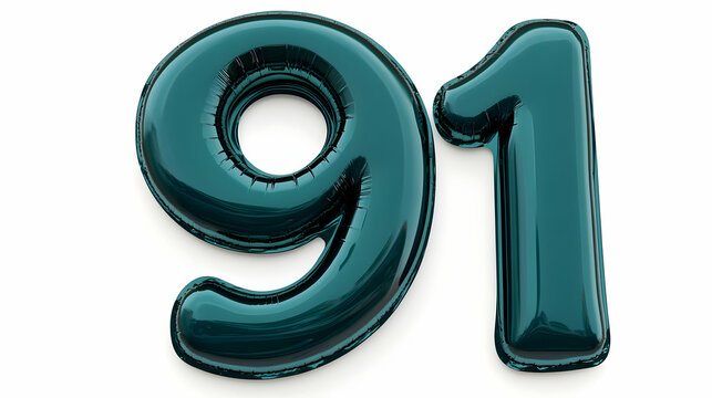 Dark Teal Number Balloons 91 3D Render
