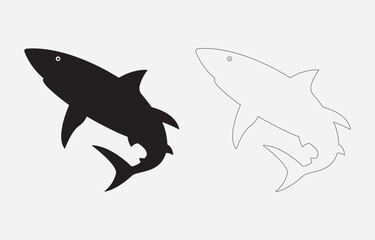 Shark Silhouette Vector Illustration Isolated on white background