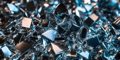 Abstract Metallic Fragments: A Symphony of Blue and Silver