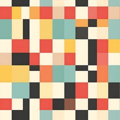 Colorful Checkerboard Design with Alternating Square Patterns