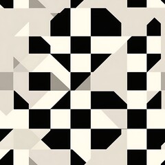Symmetrical Seamless Checkerboard Design in Shades of Black and White