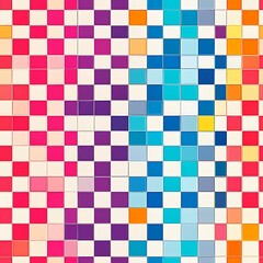 Fototapeta premium Vibrant Multicolor Checker Grid Pattern in Vector Art Style