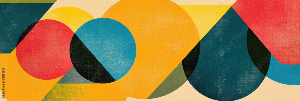 Aufkleber abstract retro risograph design featuring vibrant shapes and colors for creative mock up purposes. g