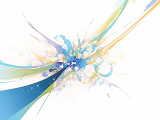 Abstract Art with Colorful Splashes and Dynamic Lines Intertwined