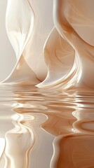 Abstract Beige and Brown Liquid Sculpture Reflection