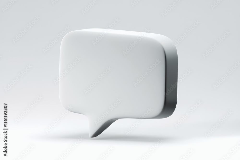 Poster a white 3d speech bubble empty and ready for text.