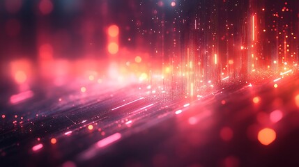Fototapeta premium Red Glow Defining the Futuristic Digital Tunnel in Vibrant Background