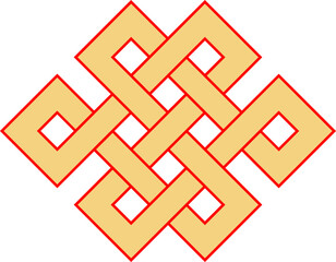 Amulet, endless Chinese decorative knot, black on transparent background, vector