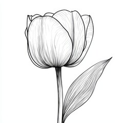 Elegant Line Art Tulip Drawing 