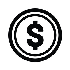 Vector graphic of dollar coin icon. Money coin icon collection. Dollar symbol isolated on white background.