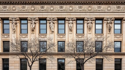 Obraz premium Federal Reserve building facade showcasing the iconic architecture and symbolic representation of economic stability and monetary policy in the United States.