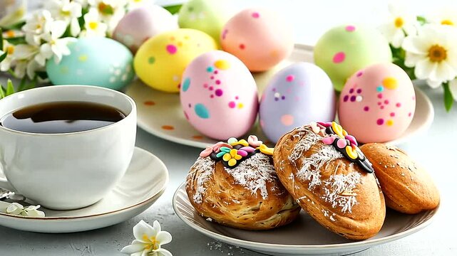A Warm Cup of Tea and Easter Treats in a Peaceful Setting