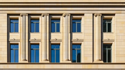 Obraz premium Federal Reserve building facade showcasing the iconic architecture and symbolic representation of economic stability and monetary policy in the United States.