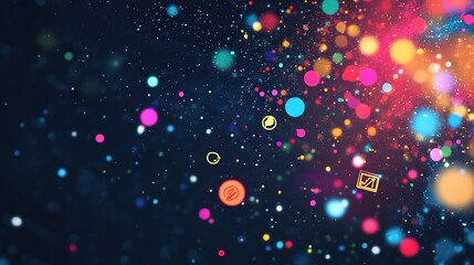 Fototapeta premium Abstract Digital Marketing Representation with Vibrant Colors and Shapes