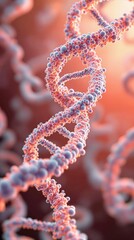 Microscopic view of DNA strand intricate double helix structure with vibrant color palette