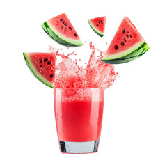 Watermelon juice splash with fresh slices  
