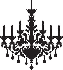 Ornate black chandelier silhouette, detailed design