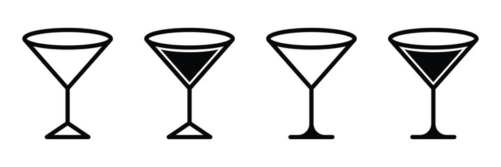 Wine glass icon. Wineglass glass silhouette. Champagne wineglass vector icon.