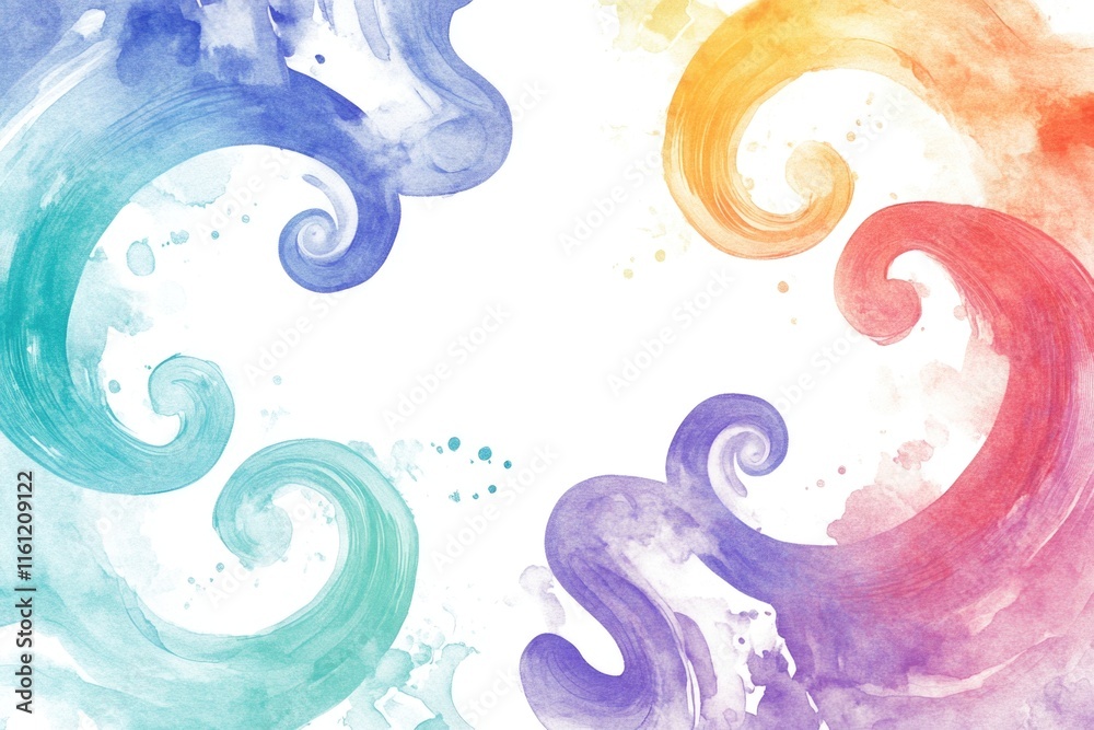 Poster whimsical design featuring soft, flowing watercolor patterns on a clean white background