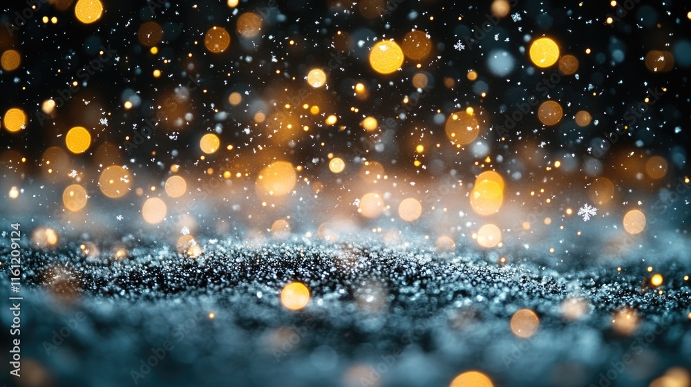 Poster blurry image of snowfall from the sky