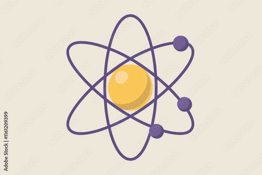 Poster A simple illustration of an atom with three electrons orbiting a nucleus