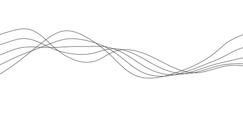 Abstract grey wave lines on transparent background.