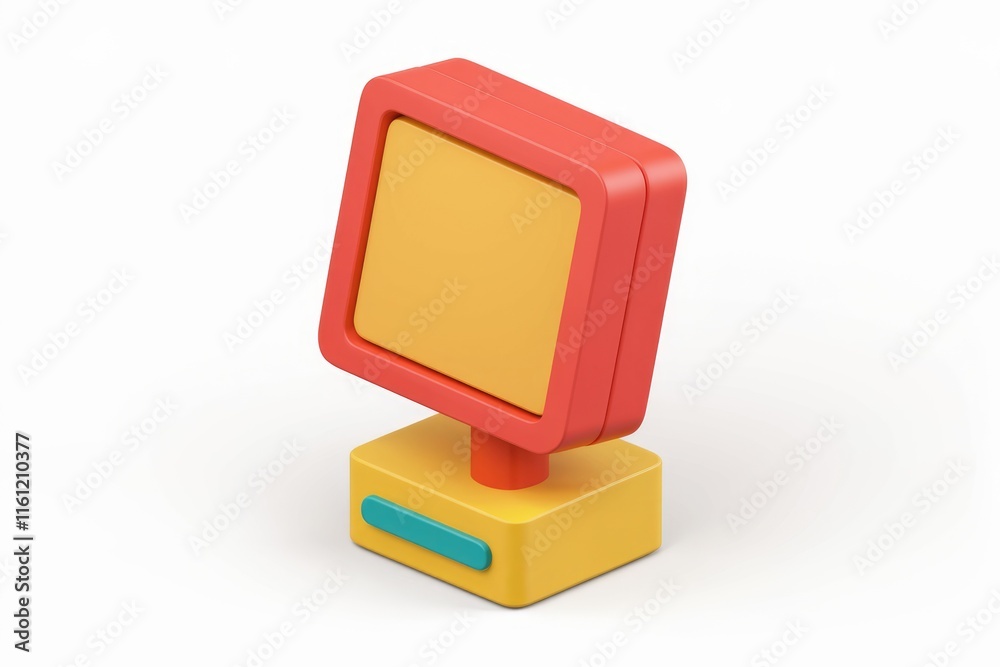 Aufkleber A 3D rendering of a yellow and red computer monitor.