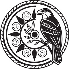 Black and white decoration frame with bird