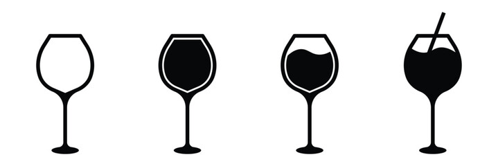 Minimalist wine glass icon. Abstract wine glass icon with unique and creative design elements.