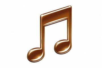A 3D chocolate music note symbol on a white background.