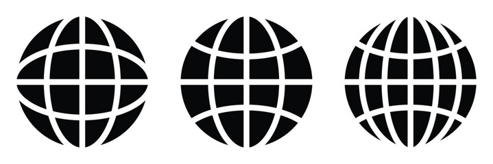Simple line globe icon, Earth globe icon, Earth wide globe sign.
