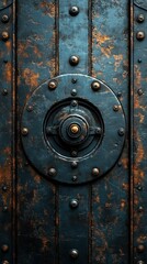 Rusty Metal Door with Circular Mechanism Detail