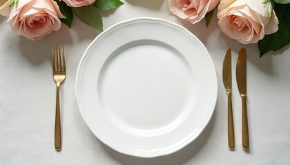 Table Setting Mockup for Weddings with copy space.