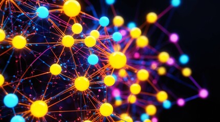 Colorful abstract network design representing connections and interactions in a digital space