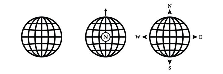 Globe outline icon. Web icon vector set isolated on white background.