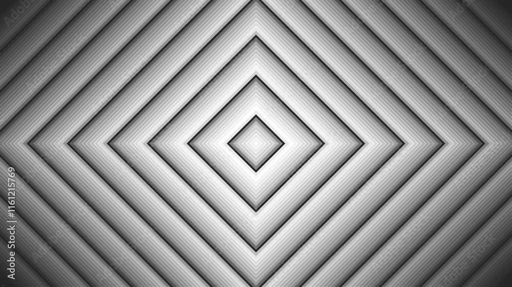 Wall mural black and white square line animation pattern background