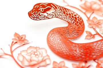 Obraz premium A close-up view of a snake's head and body on a white surface