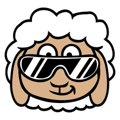 Sheep Sunglasses Party Cool Dj Head Face Cute Fun Design Lover Art Vector Illustration Card T-Shirt Poster Sticker Graphic Print Decorative Drawing Isolated Logo Decoration Symbol Creative Cool Style
